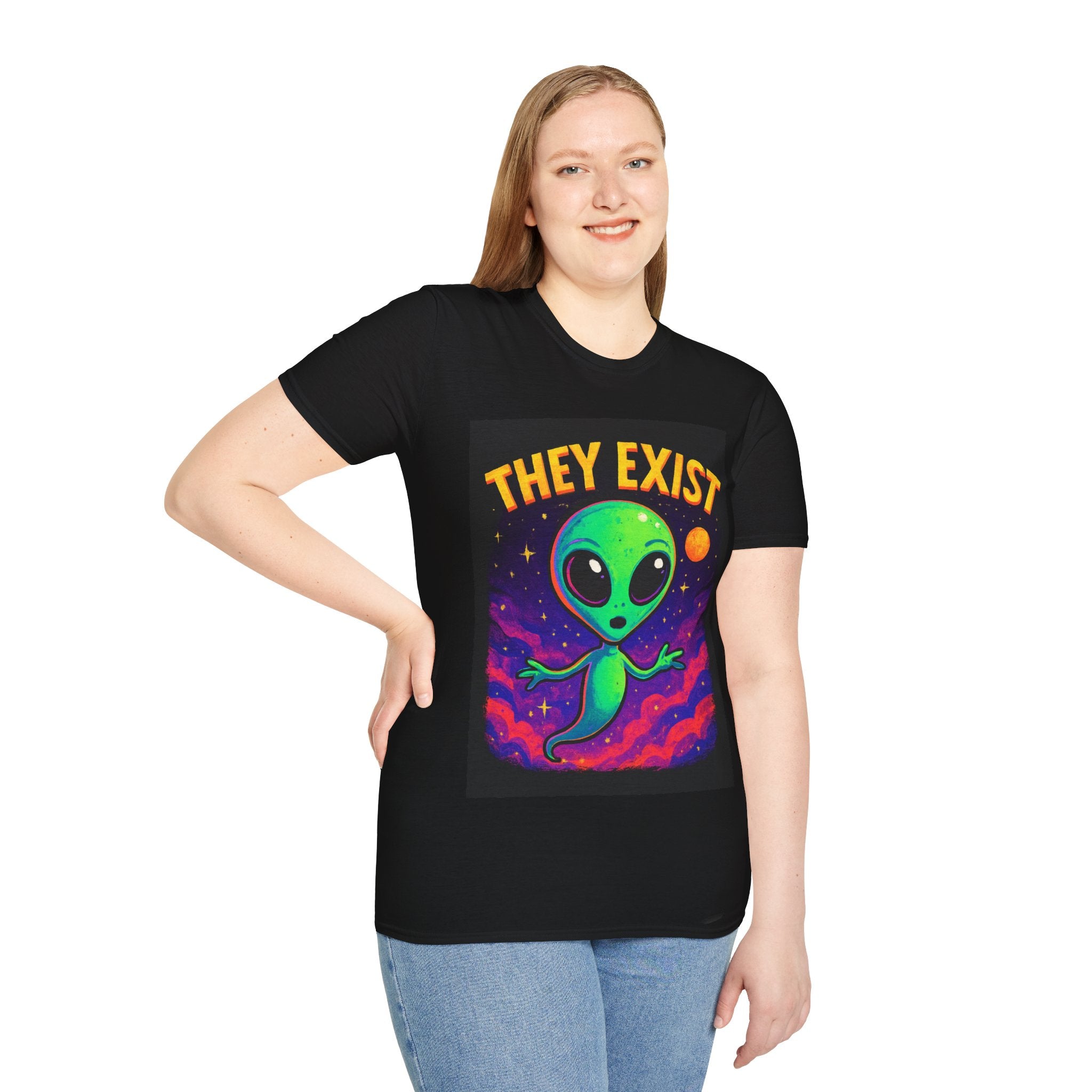 They Exist Alien T-Shirt — Cute Retro Space Graphic Tee