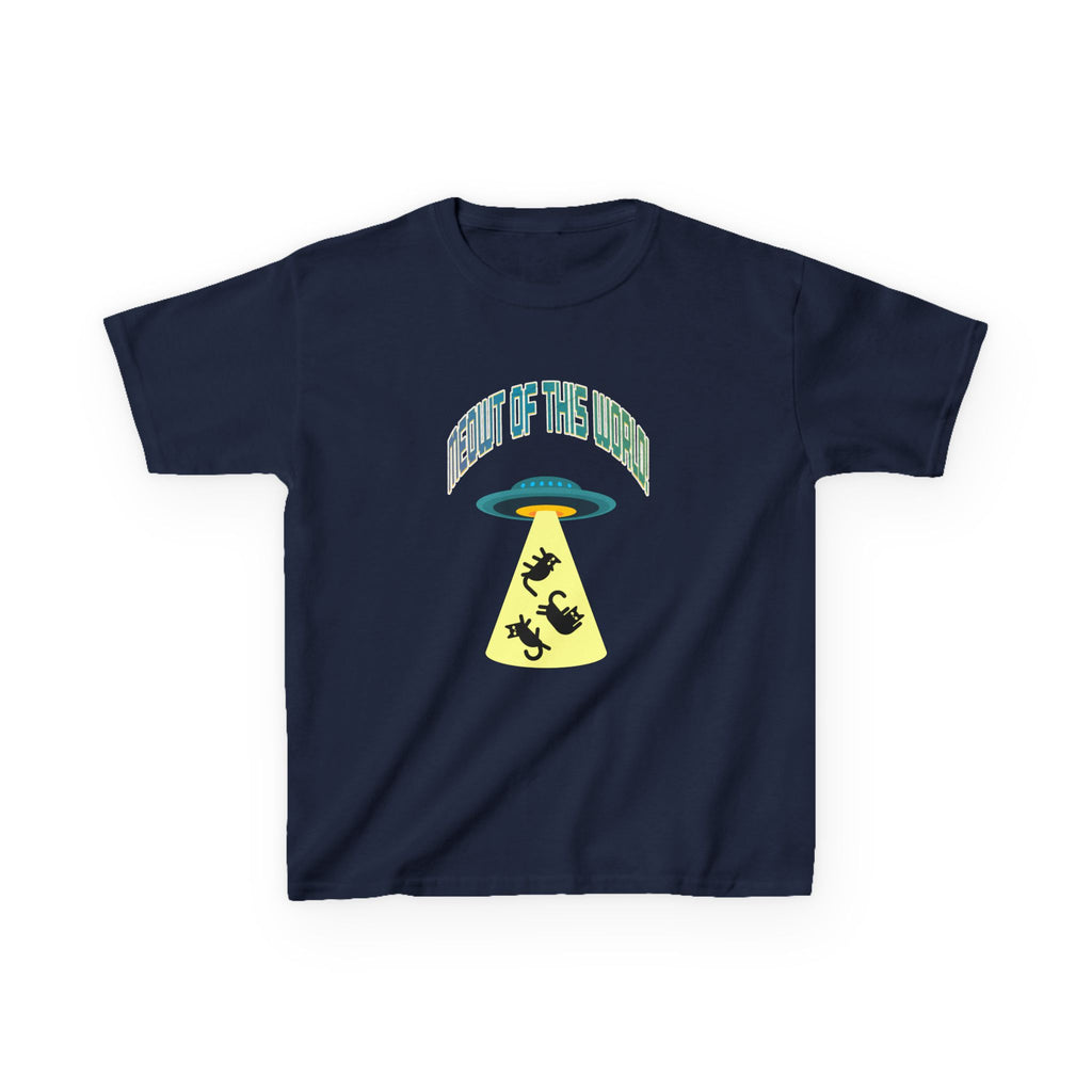 Kids Tee — 'Meowt of this World' UFO Alien Abduction Graphic