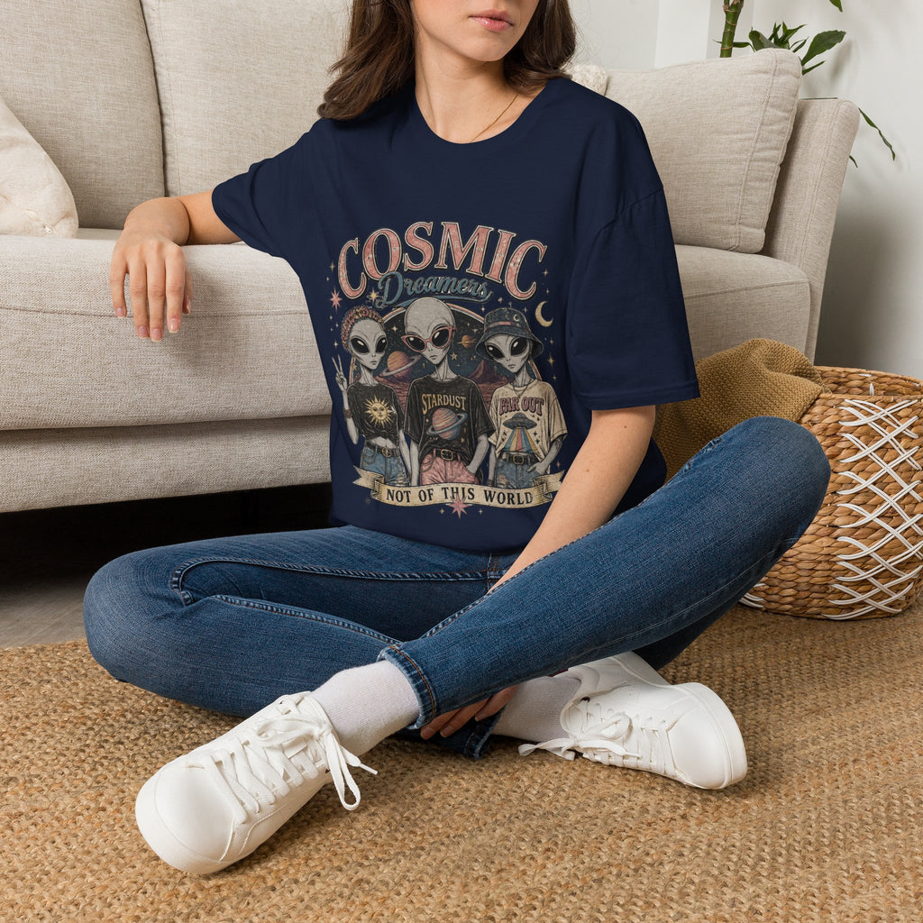 Cosmic Dreamers T‑Shirt — Retro Alien Graphic Tee (Not of This World)