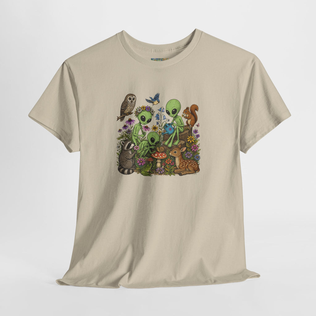 Alien Forest Friends T‑Shirt — Cute Alien & Woodland Animals Graphic Tee