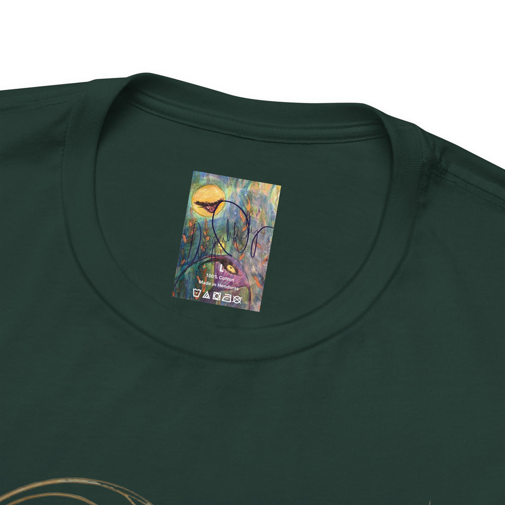 Alien Art Noveau Embrace T-Shirt — Mystical Green Alien Graphic Tee for Sci‑Fi Fans