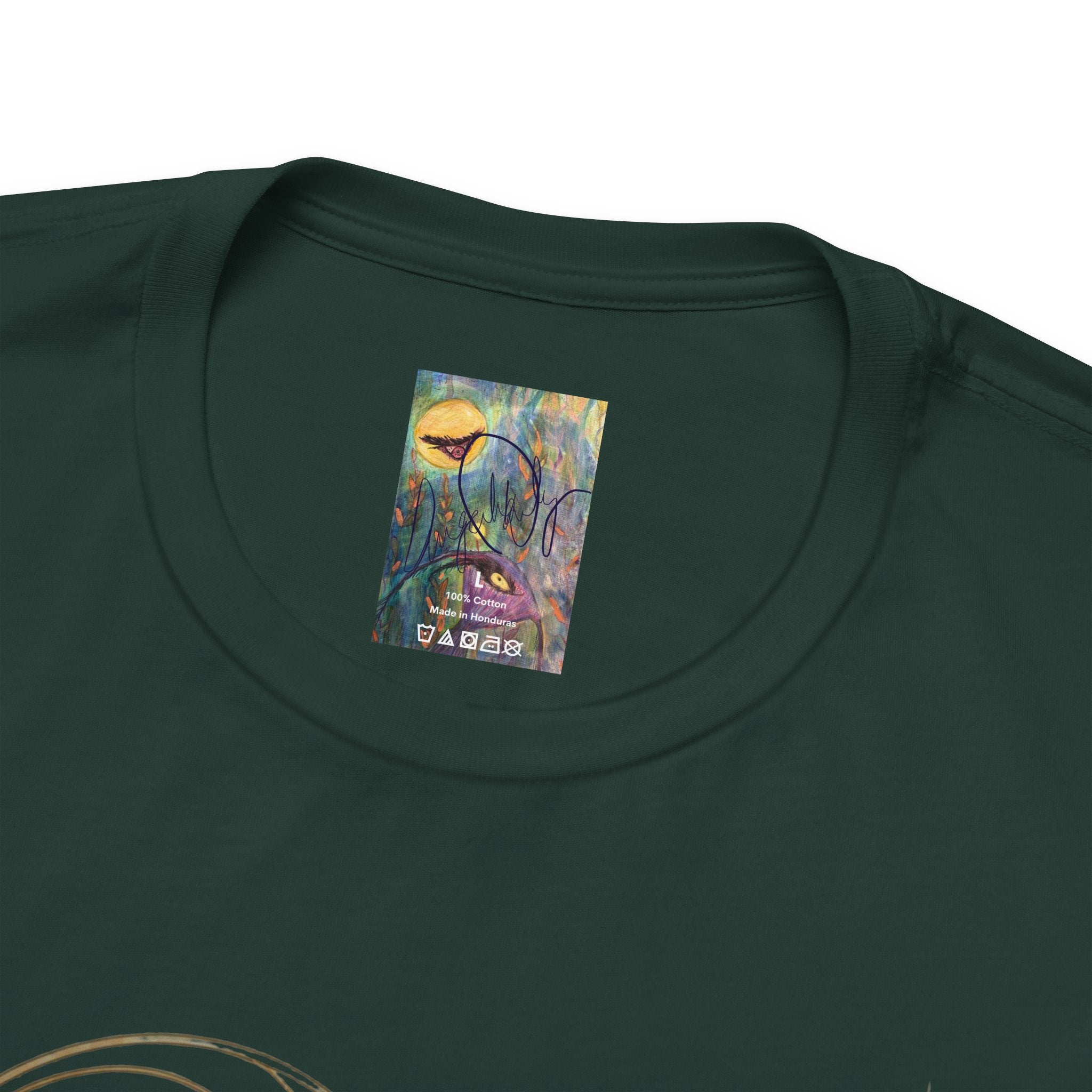Alien Art Noveau Embrace T-Shirt — Mystical Green Alien Graphic Tee for Sci‑Fi Fans