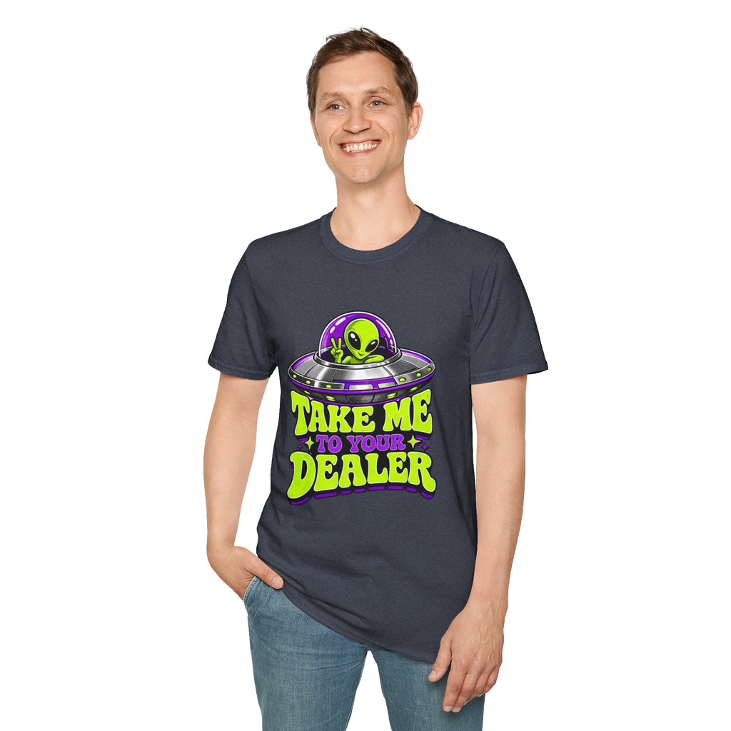 Alien UFO T‑Shirt — "Take Me to Your Dealer" Graphic Tee