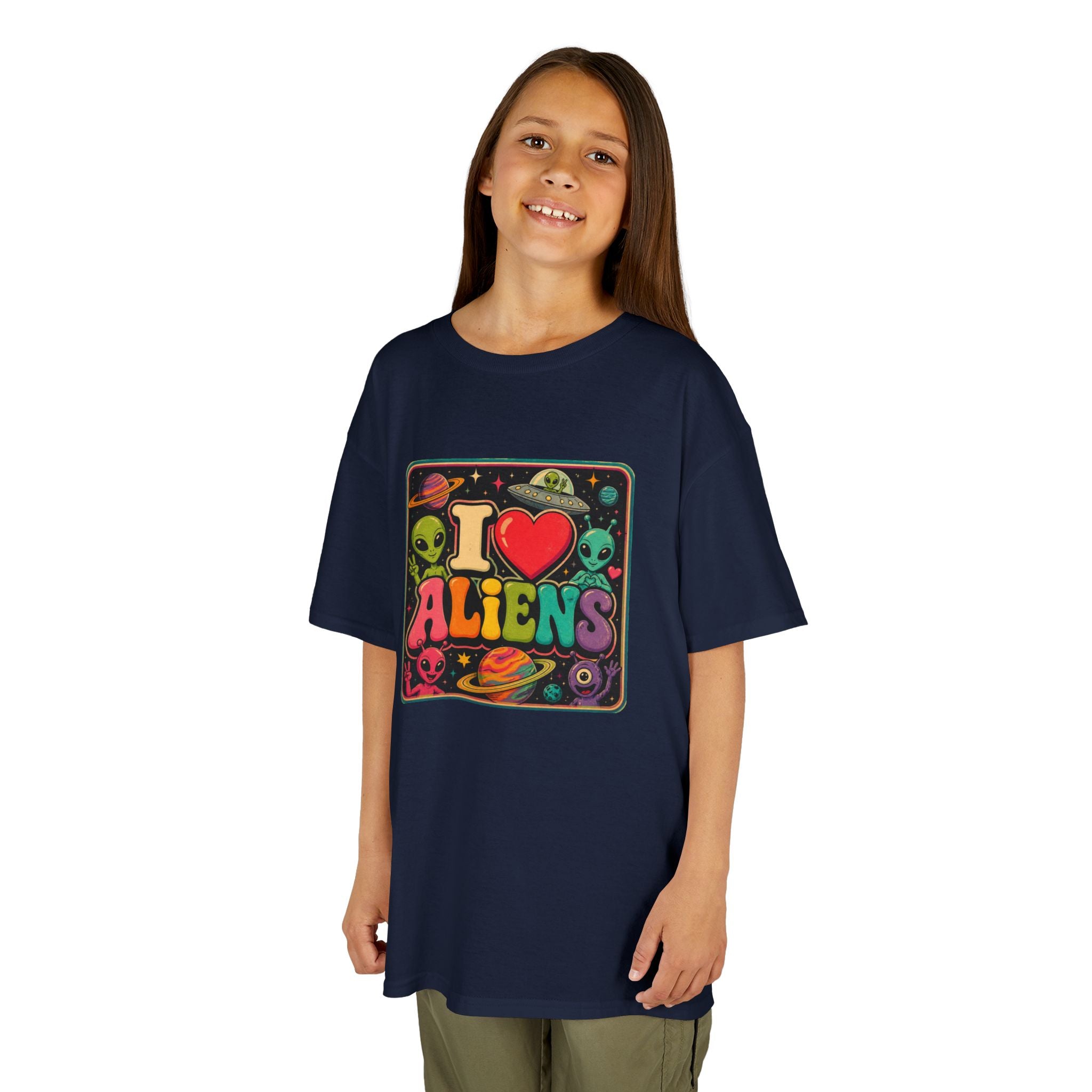 Kids "I  Aliens" Tee — Cute Neon Alien Graphic Shirt for Kids