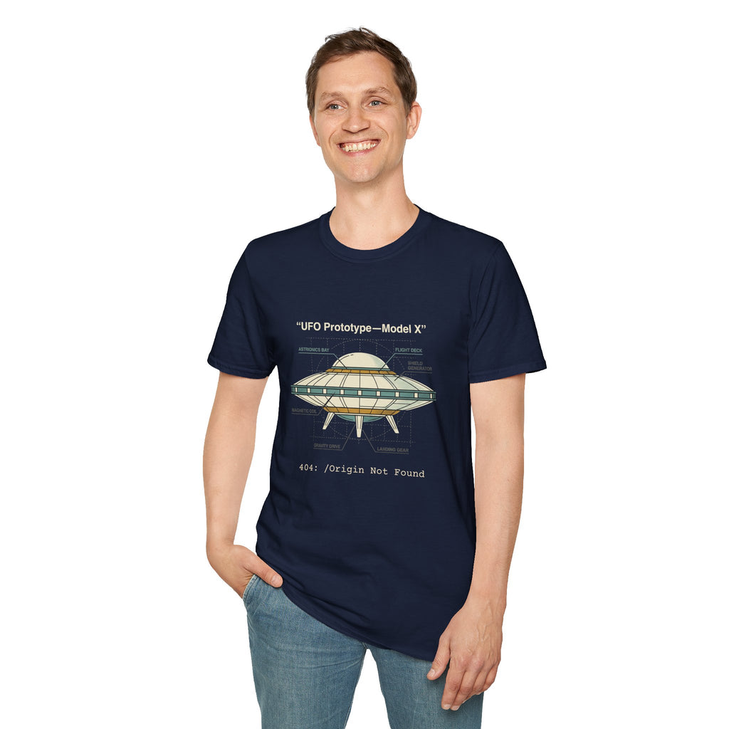 UFO Diagram Technical T-Shirt — Retro Schematic Alien Spaceship Tee
