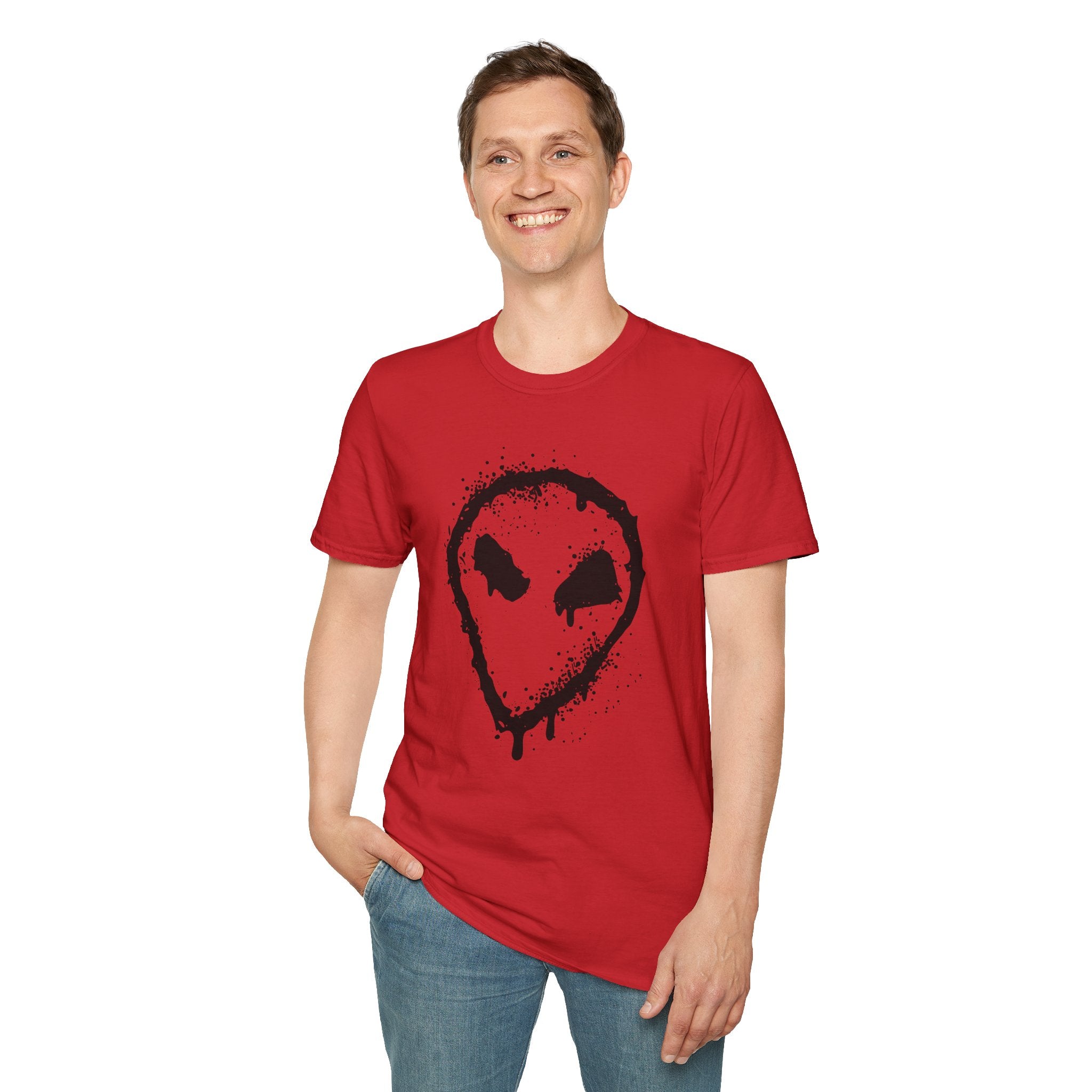 Alien Drip T‑Shirt — Grunge Splatter Alien Face Tee