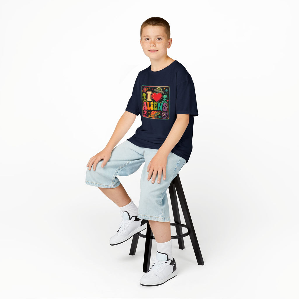 Kids "I  Aliens" Tee — Cute Neon Alien Graphic Shirt for Kids