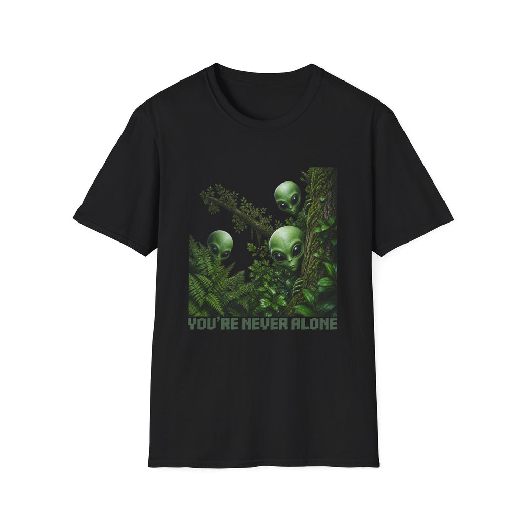 Alien Friends T‑Shirt — "You're Never Alone" Green Extraterrestrial Graphic Tee