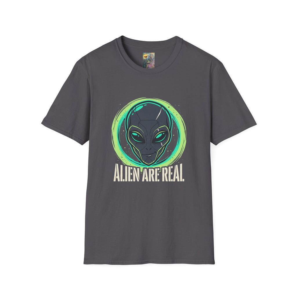 Alien Are Real T-Shirt — Neon Green Alien Face Graphic Tee