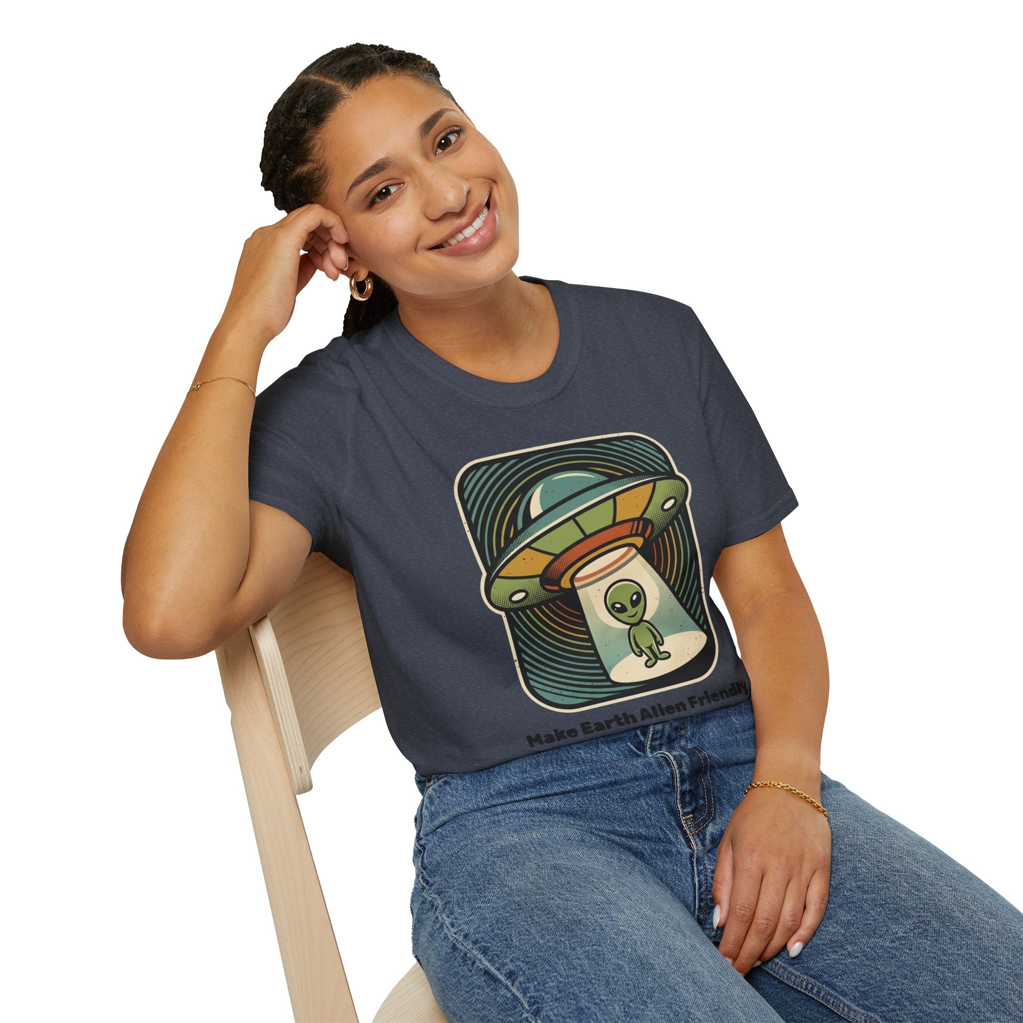 Alien Abduction T-Shirt — 'Help Me' Retro UFO Graphic Tee