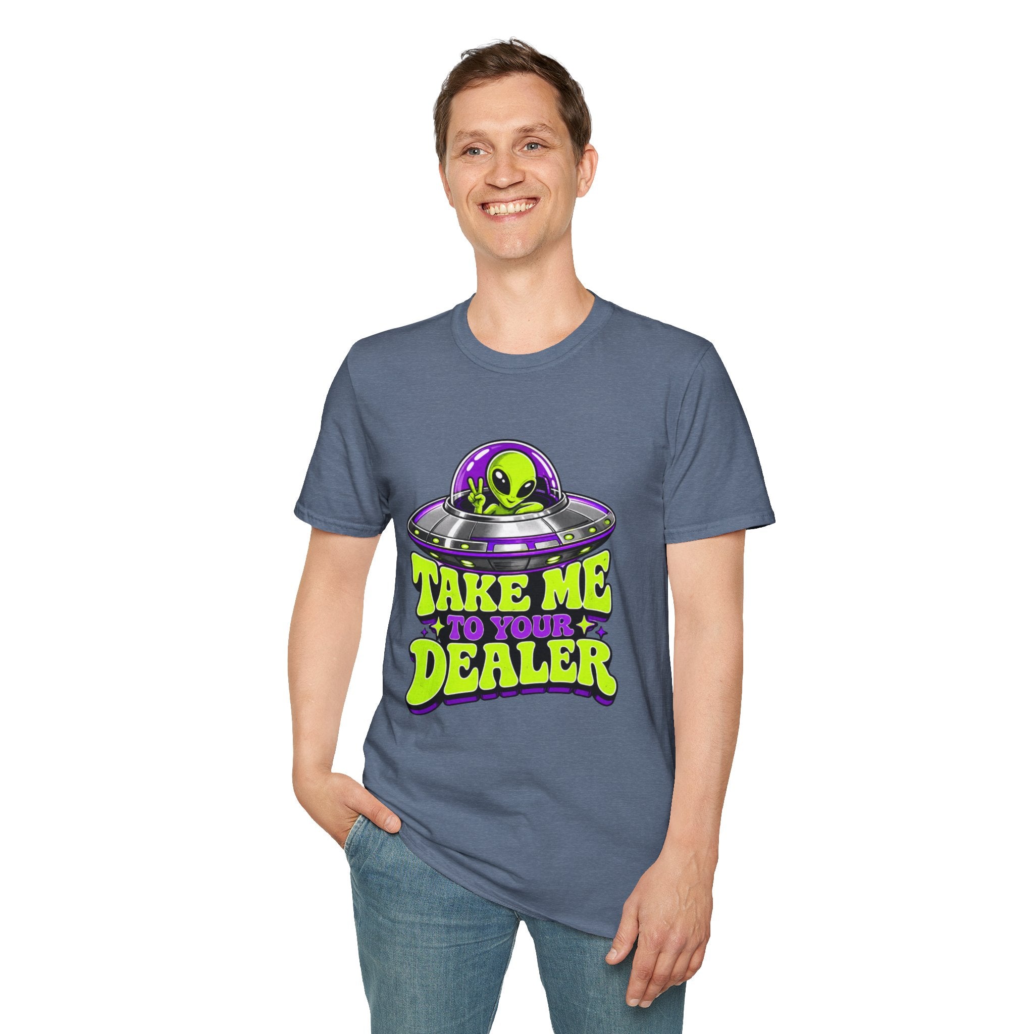 Alien UFO T‑Shirt — "Take Me to Your Dealer" Graphic Tee