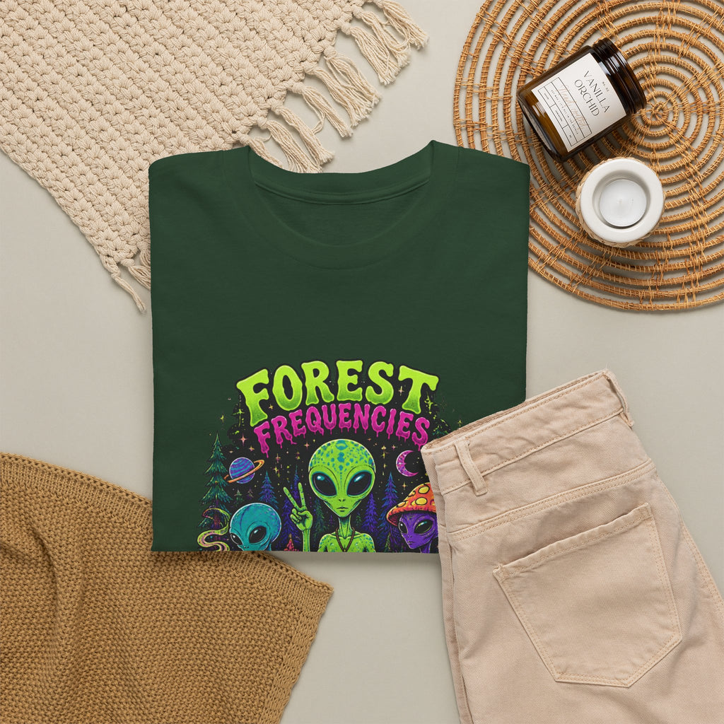 Forest Frequencies Alien T-Shirt — Psychedelic Mushroom Meditation Tee