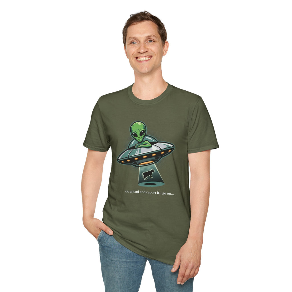 Alien UFO T-Shirt — Cute Green Alien Abduction Graphic Tee