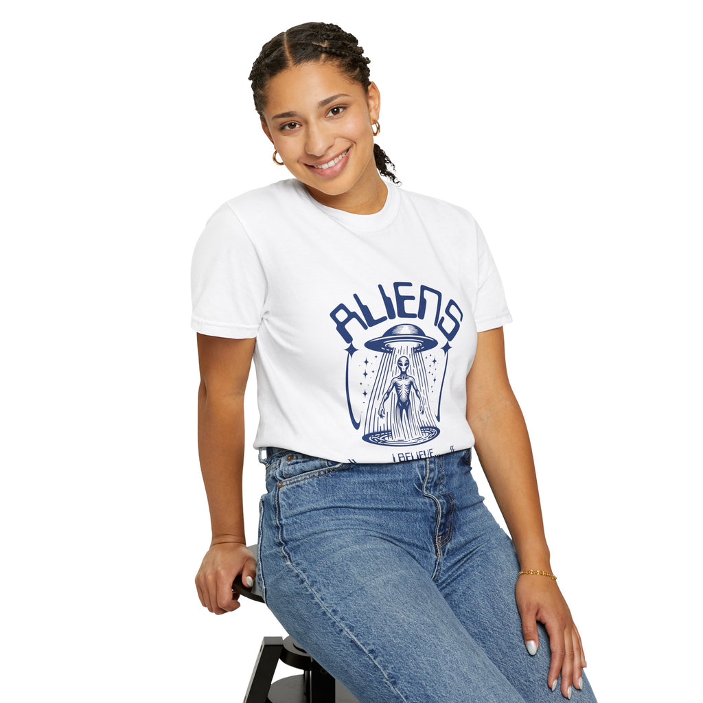 Aliens I Believe They are Already Here Graphic T-Shirt — UFO Abduction Retro Tee