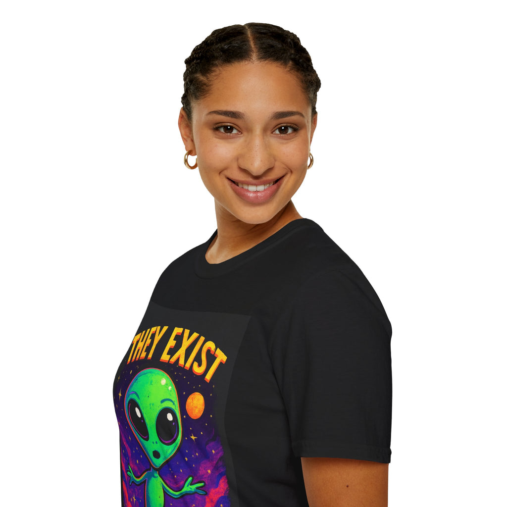 They Exist Alien T-Shirt — Cute Retro Space Graphic Tee