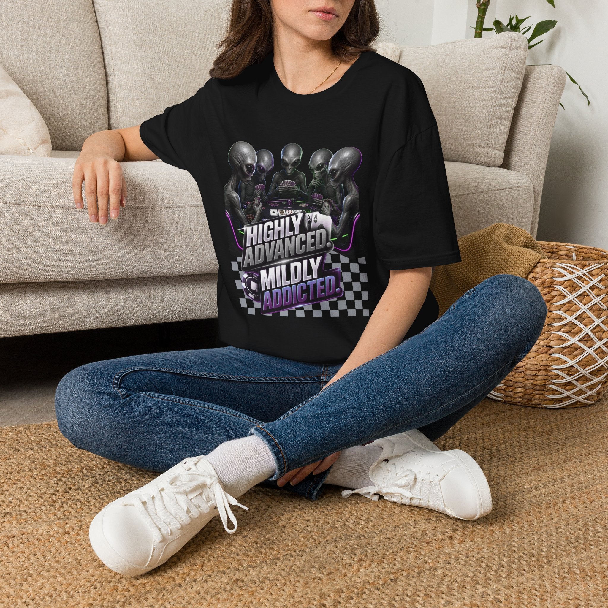 Alien Poker 'Highly Advanced Mildly Addicted' T‑Shirt