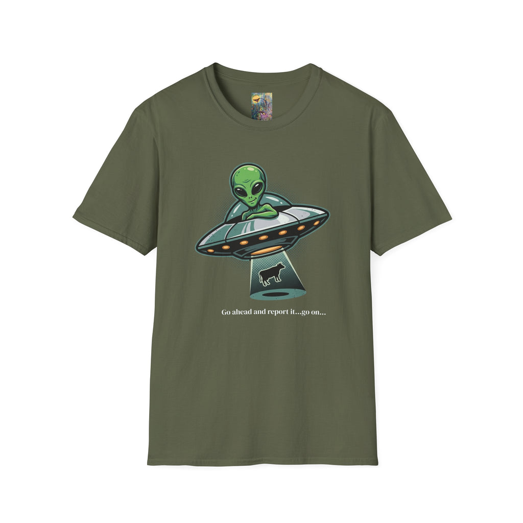 Alien UFO T-Shirt — Cute Green Alien Abduction Graphic Tee