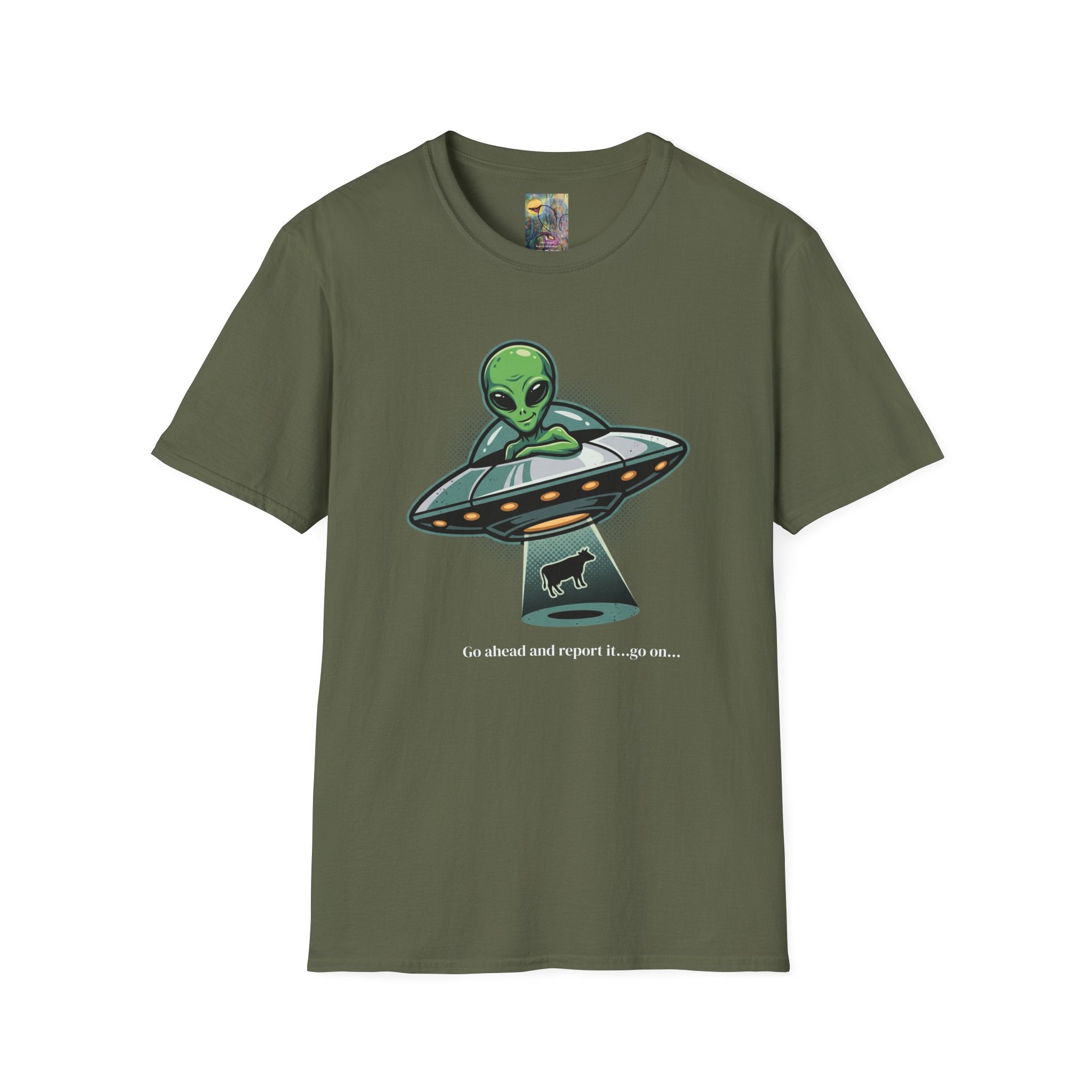 Alien UFO T-Shirt — Cute Green Alien Abduction Graphic Tee