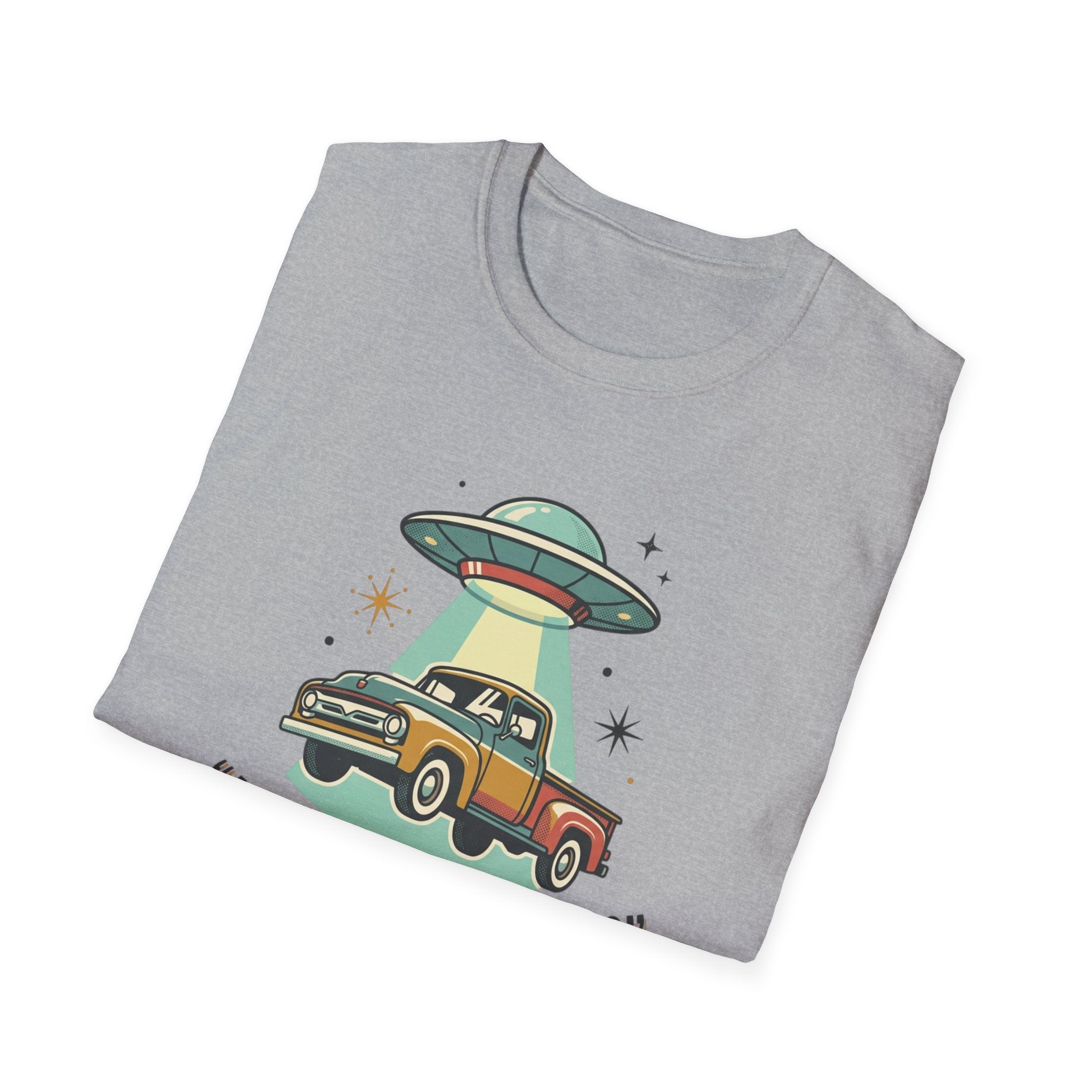 Abducted Adventures T-Shirt — Retro UFO Truck Graphic Tee