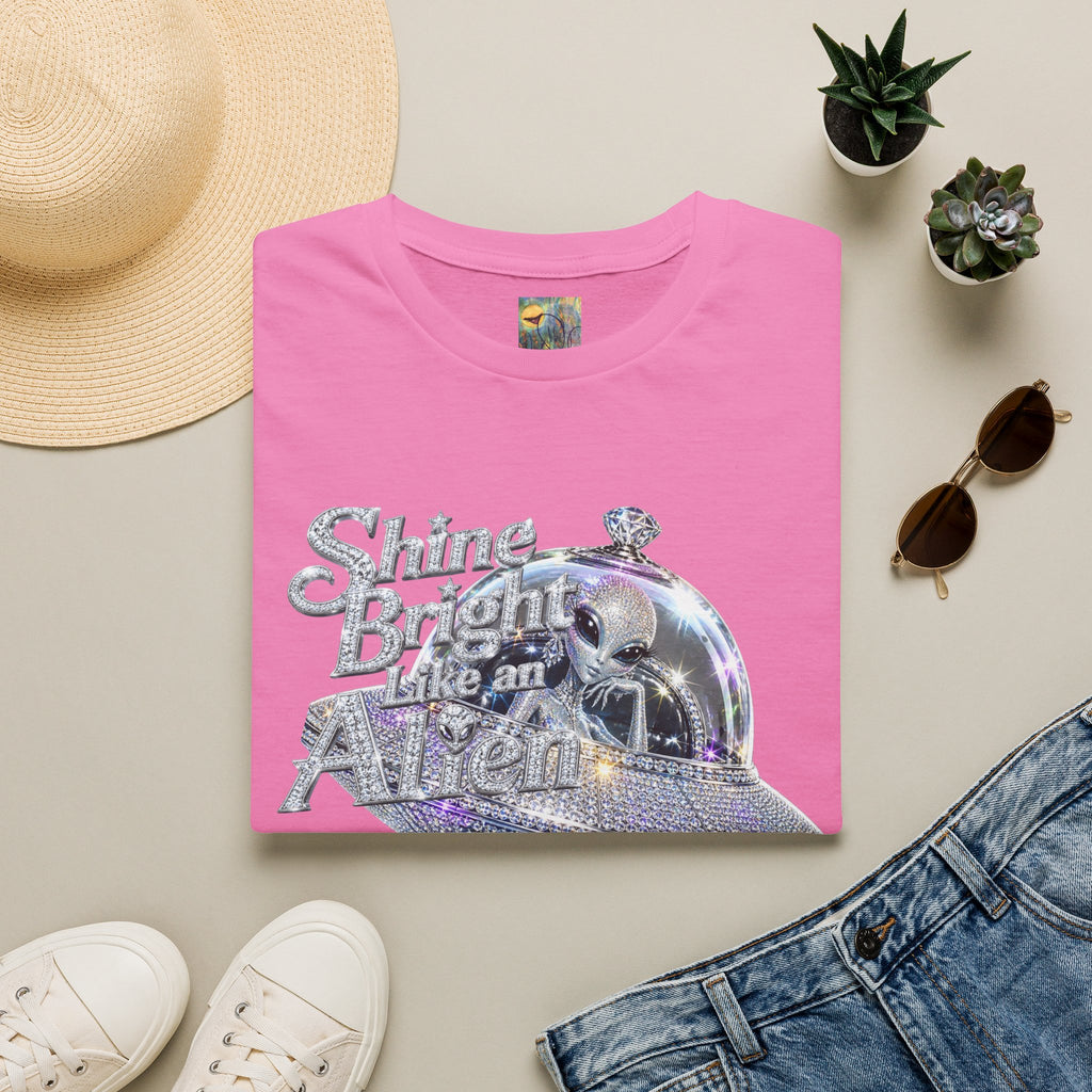 Shine Bright Like An Alien T-Shirt — Retro UFO Graphic Tee