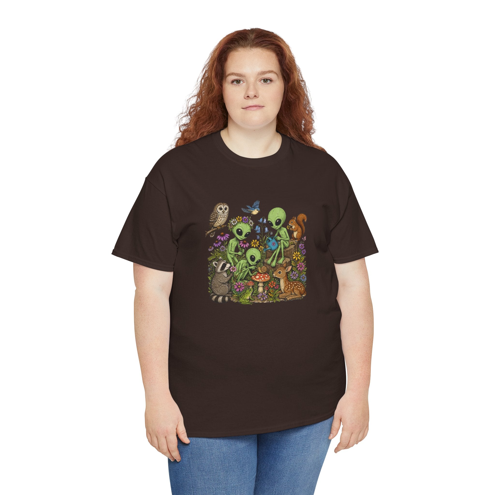 Alien Forest Friends T‑Shirt — Cute Alien & Woodland Animals Graphic Tee