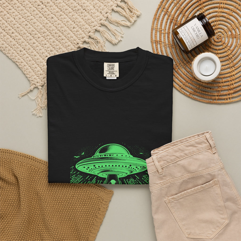 Alien Abduction T-Shirt — "I Told You" Neon UFO Graphic