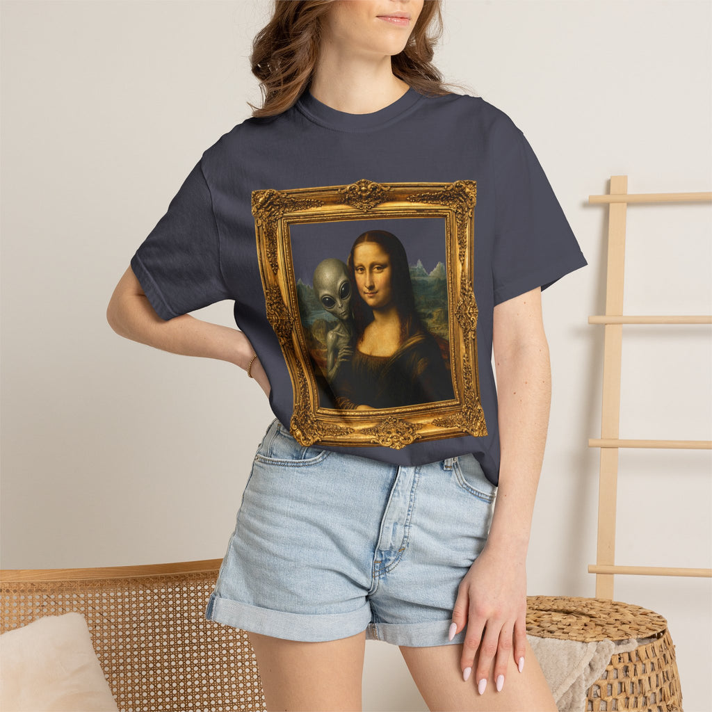 Mona Lisa Alien Photo-Bomb T-Shirt — Vintage Frame Graphic Tee