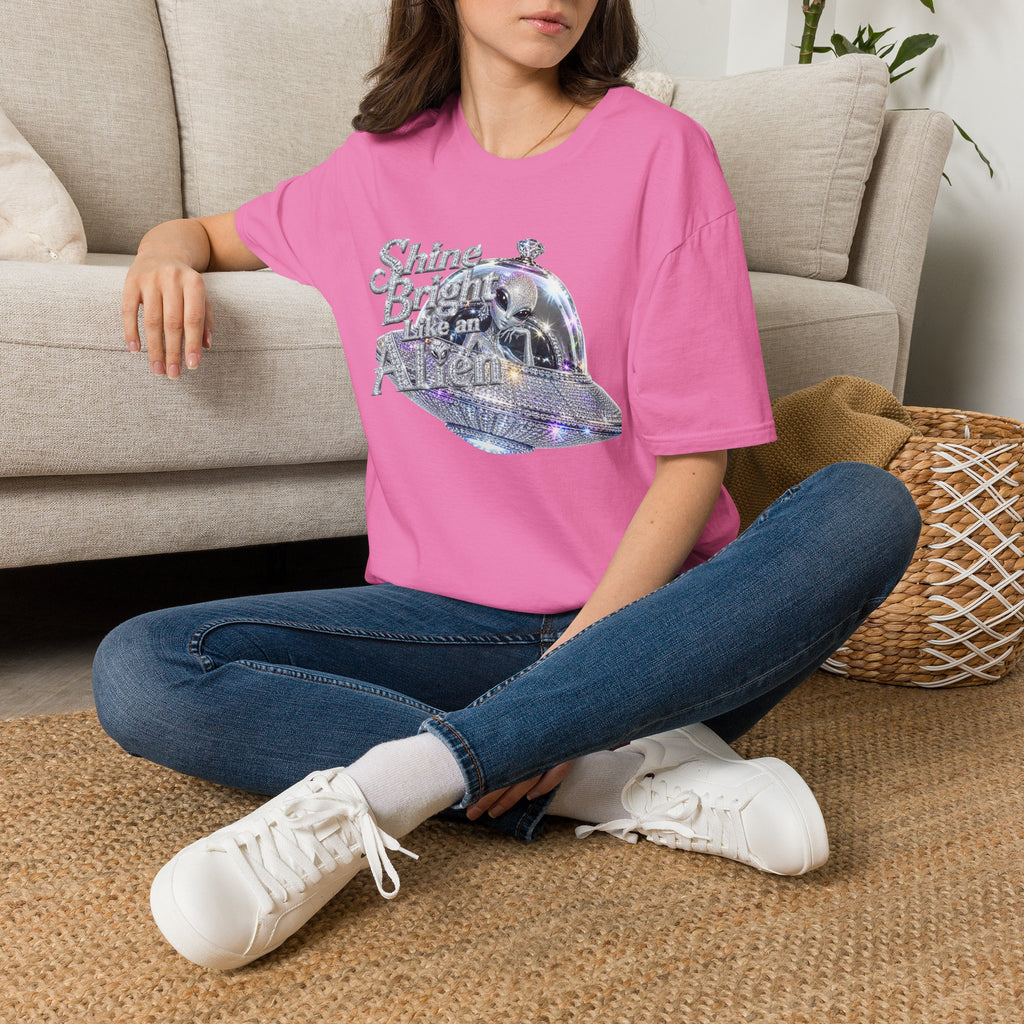 Shine Bright Like An Alien T-Shirt — Retro UFO Graphic Tee