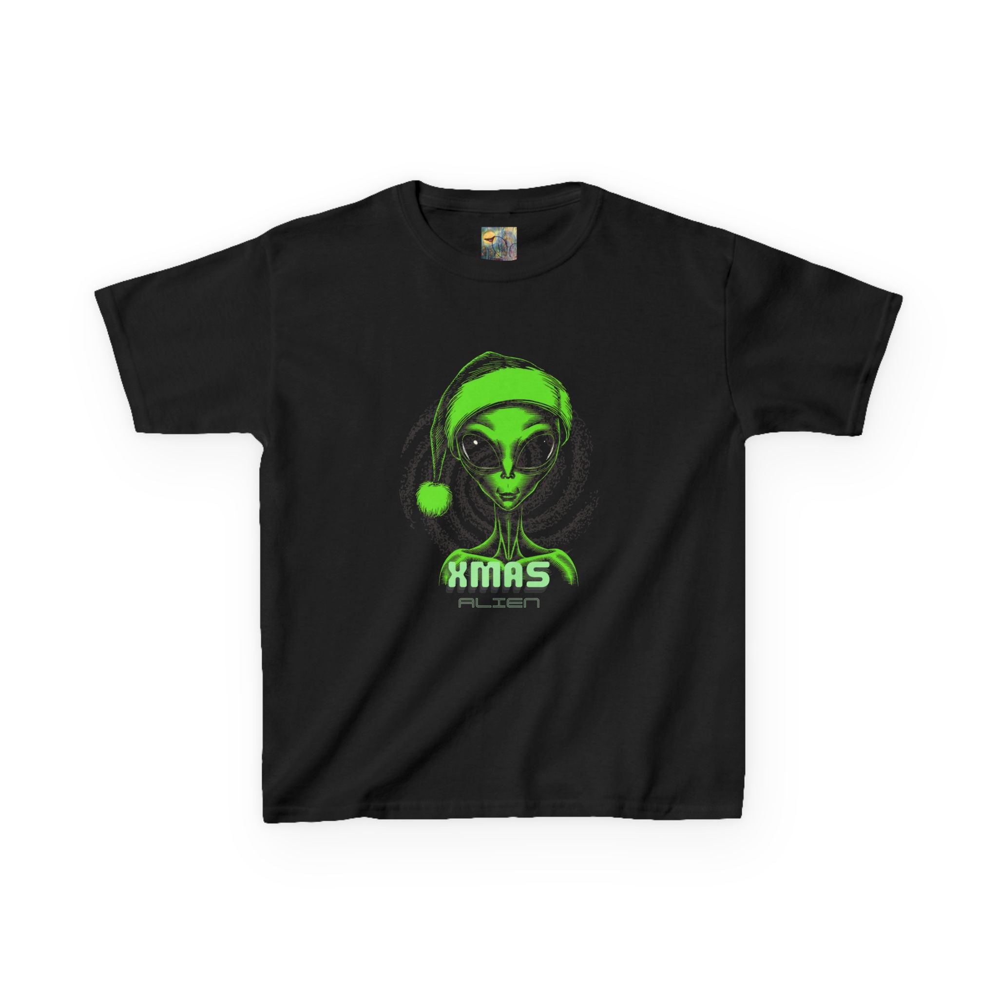 Kids T‑Shirt — Neon Alien Christmas Design ("XMAS")