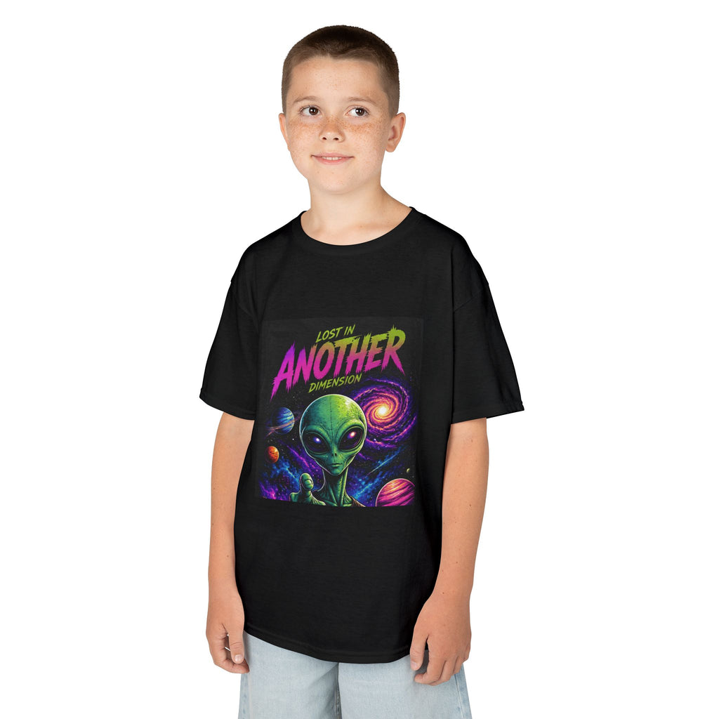 Lost in another Dimension Kids Tee – Colorful Peace Sign Alien Graphic (Cute Space UFO Shirt)