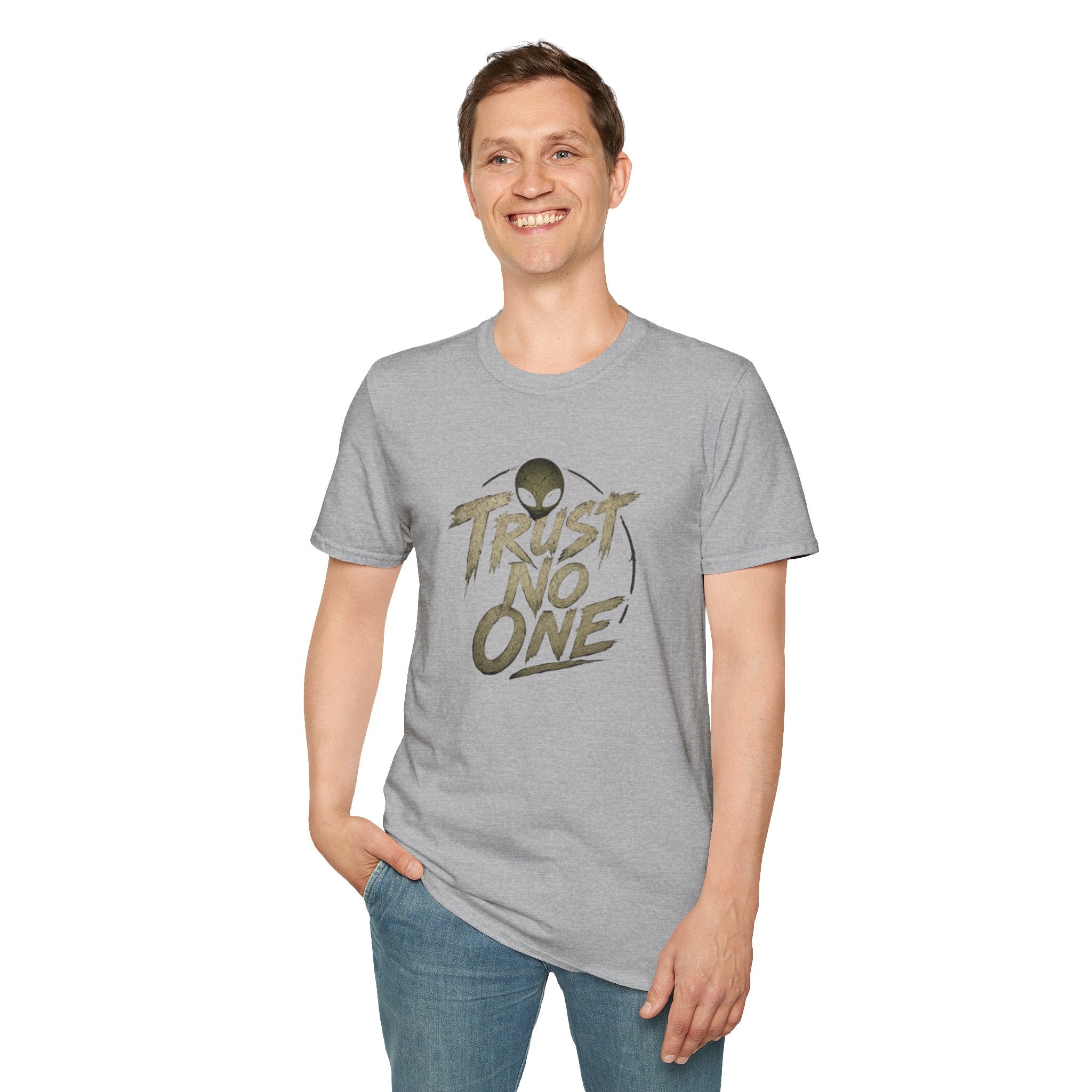 Alien Squad Graphic T-Shirt — "Trust  No One" Retro UFO Crew Tee