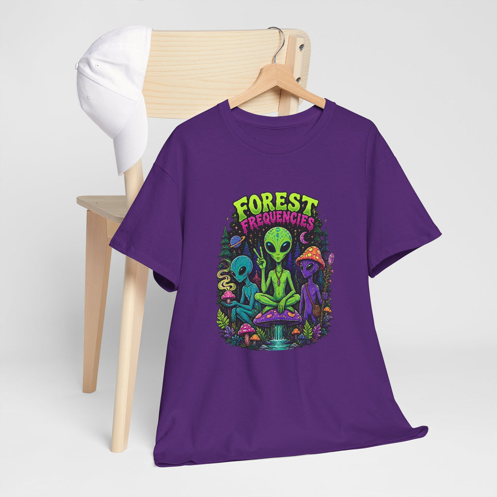 Forest Frequencies Alien T-Shirt — Psychedelic Mushroom Meditation Tee