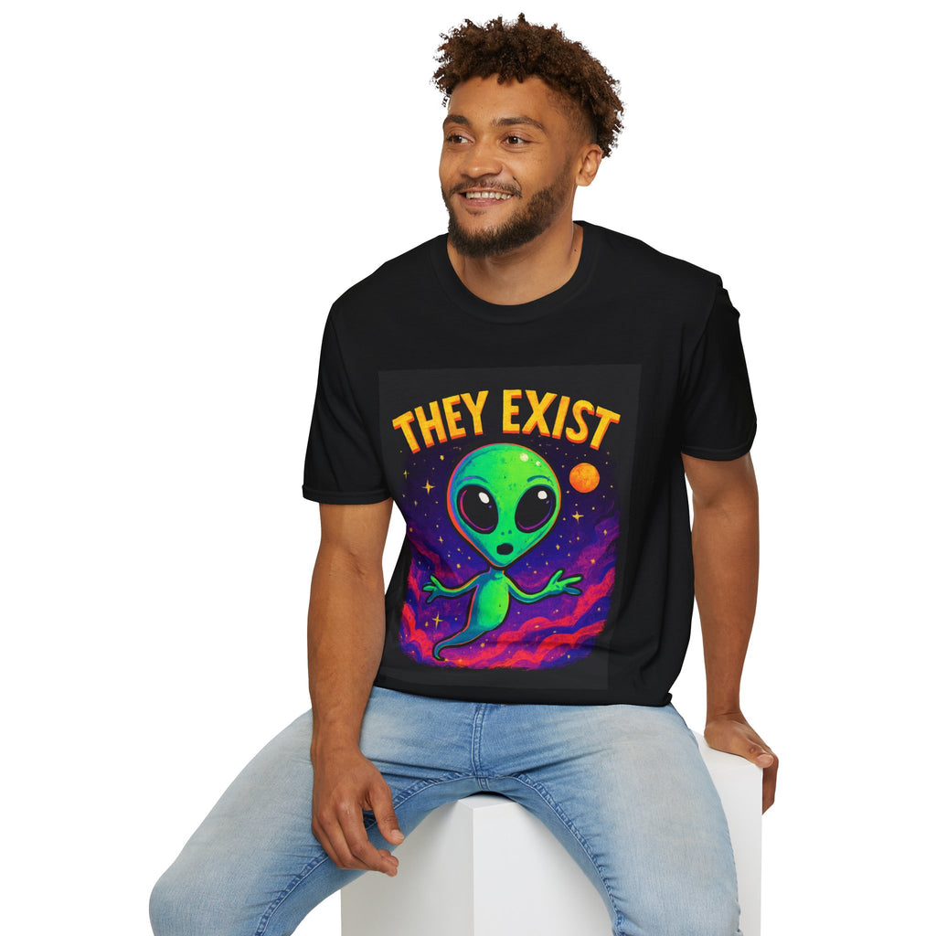 They Exist Alien T-Shirt — Cute Retro Space Graphic Tee