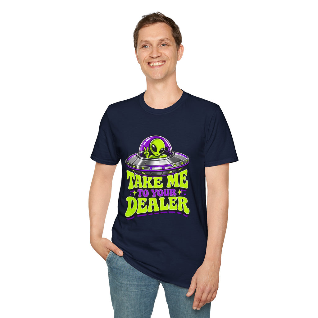 Alien UFO T‑Shirt — "Take Me to Your Dealer" Graphic Tee
