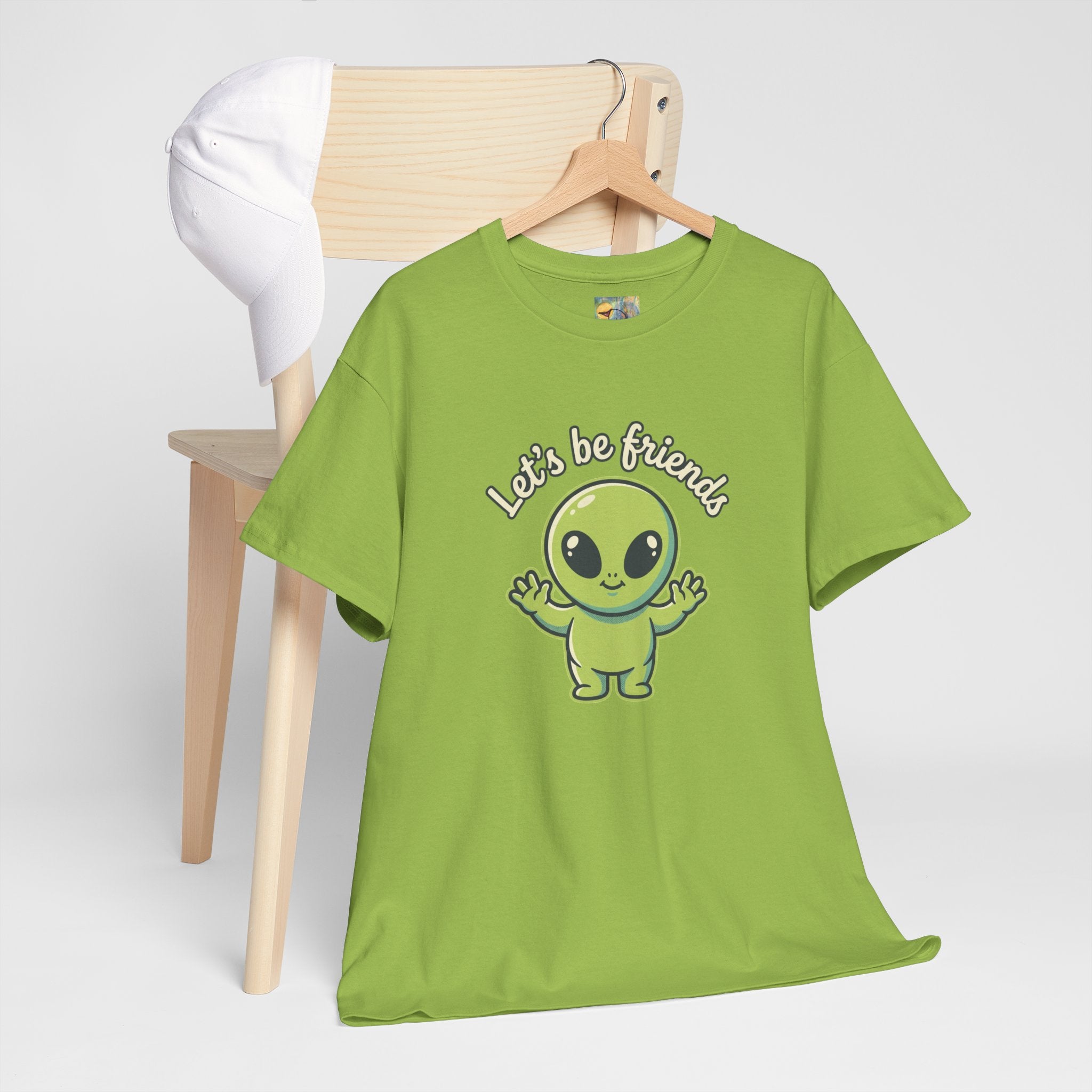 Let's Be Friends Alien T-Shirt — Cute Green Alien Graphic Tee