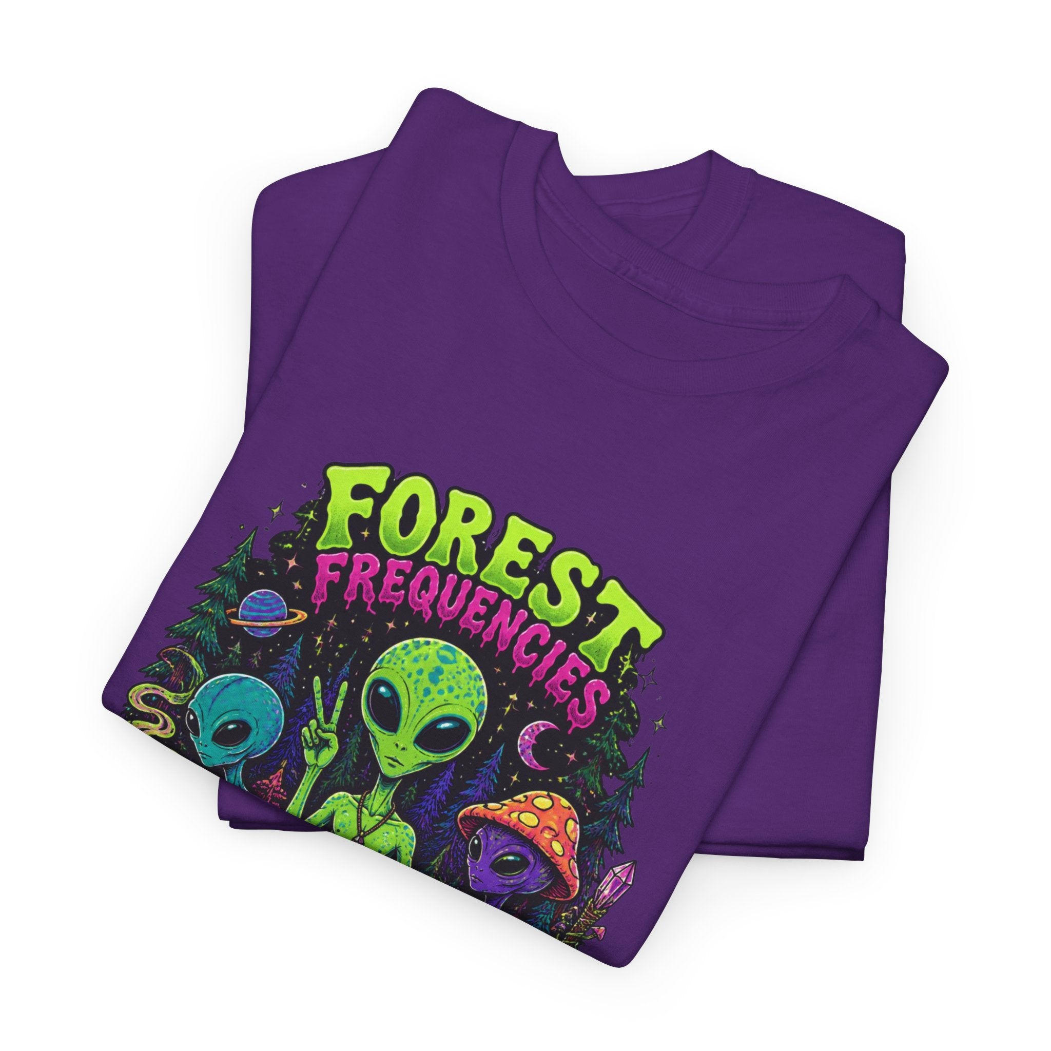 Forest Frequencies Alien T-Shirt — Psychedelic Mushroom Meditation Tee
