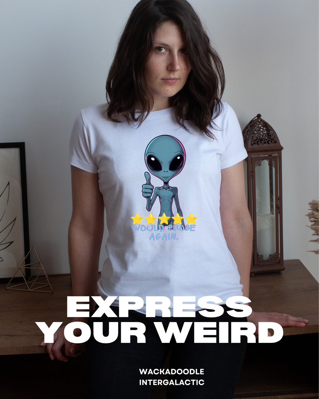 Alien Thumbs Up T‑Shirt — "Would Probe Again" 5-Star Funny UFO Tee
