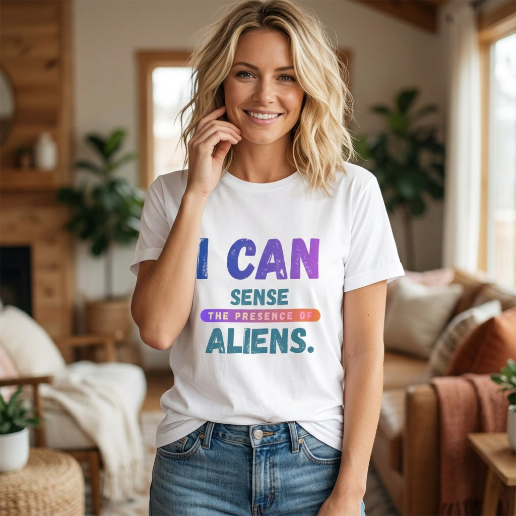I Can Sense The Presence of Aliens T-Shirt — Funny UFO Alien Graphic Tee