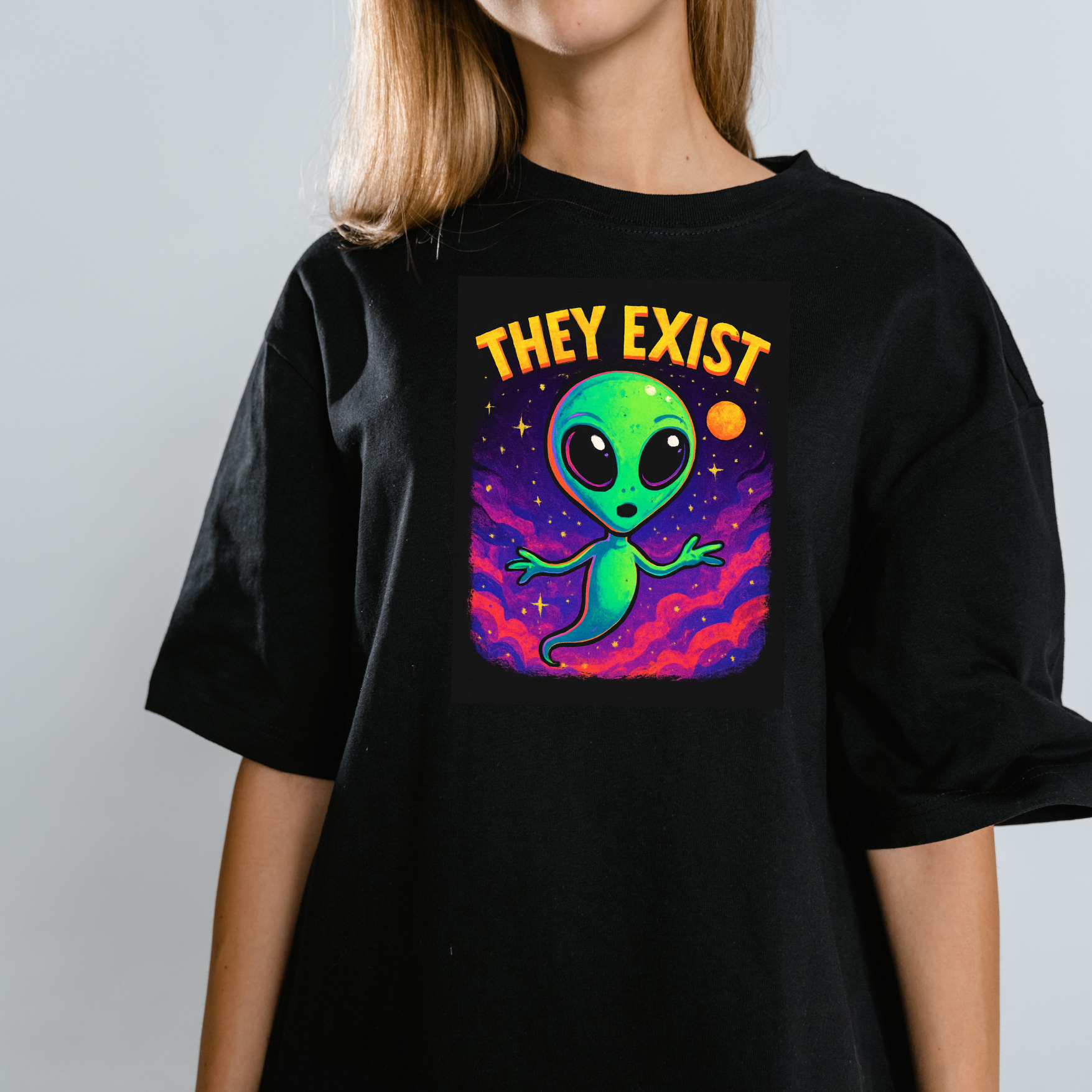 They Exist Alien T-Shirt — Cute Retro Space Graphic Tee