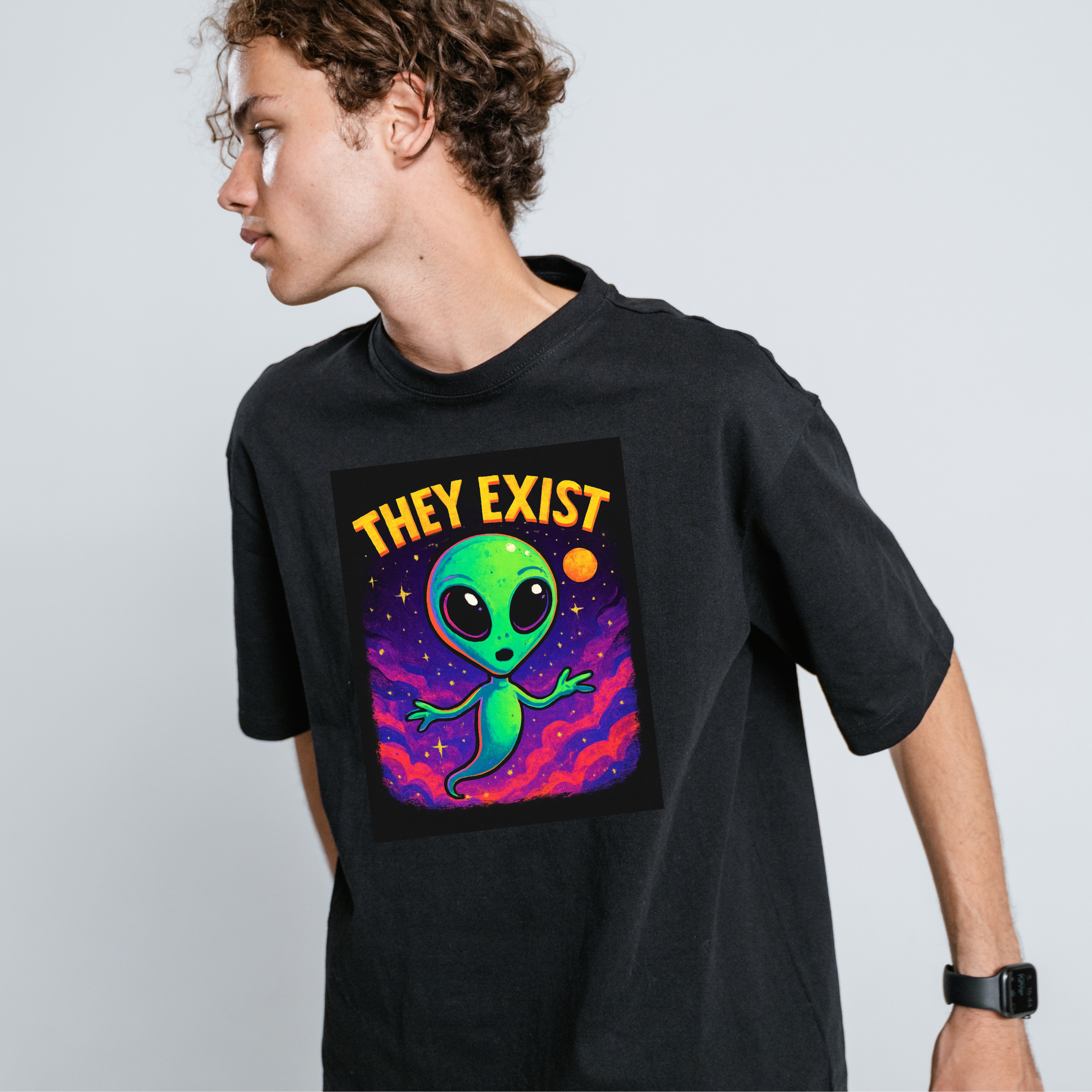They Exist Alien T-Shirt — Cute Retro Space Graphic Tee