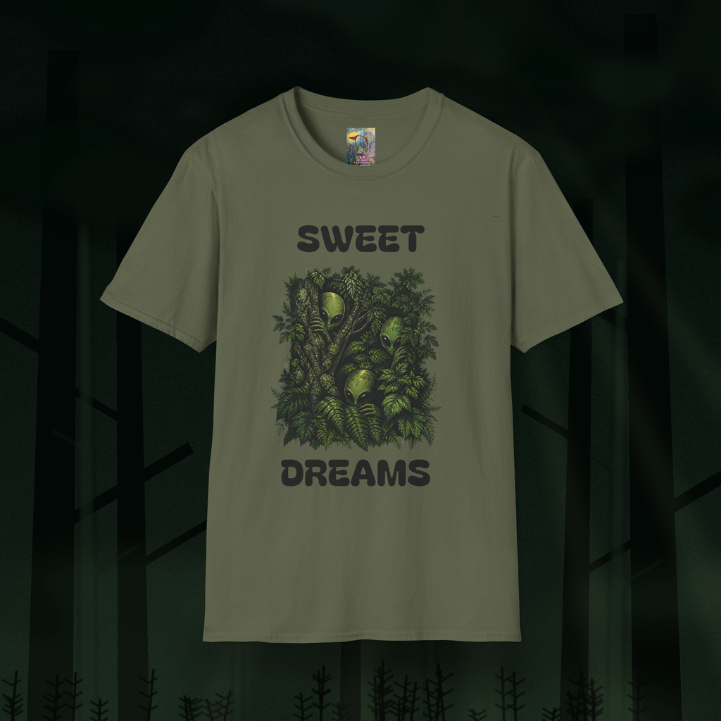 Sweet Dreams T-Shirt — Olive Alien Forest Graphic Tee
