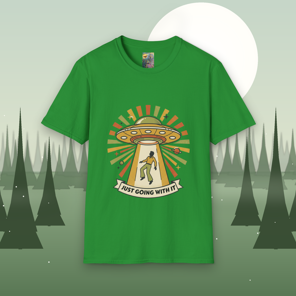 Alien Abduction T-Shirt — Retro UFO "Just Going With It" Graphic Tee
