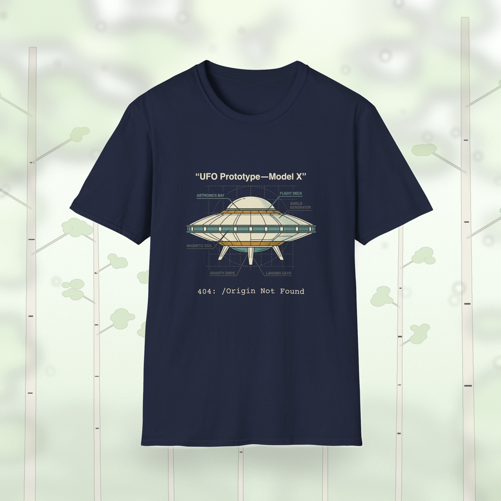 UFO Diagram Technical T-Shirt — Retro Schematic Alien Spaceship Tee