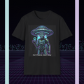 Alien UFO Graphic Tee — Neon Extraterrestrial Design ("Eat Plasma, Dirt Bag")