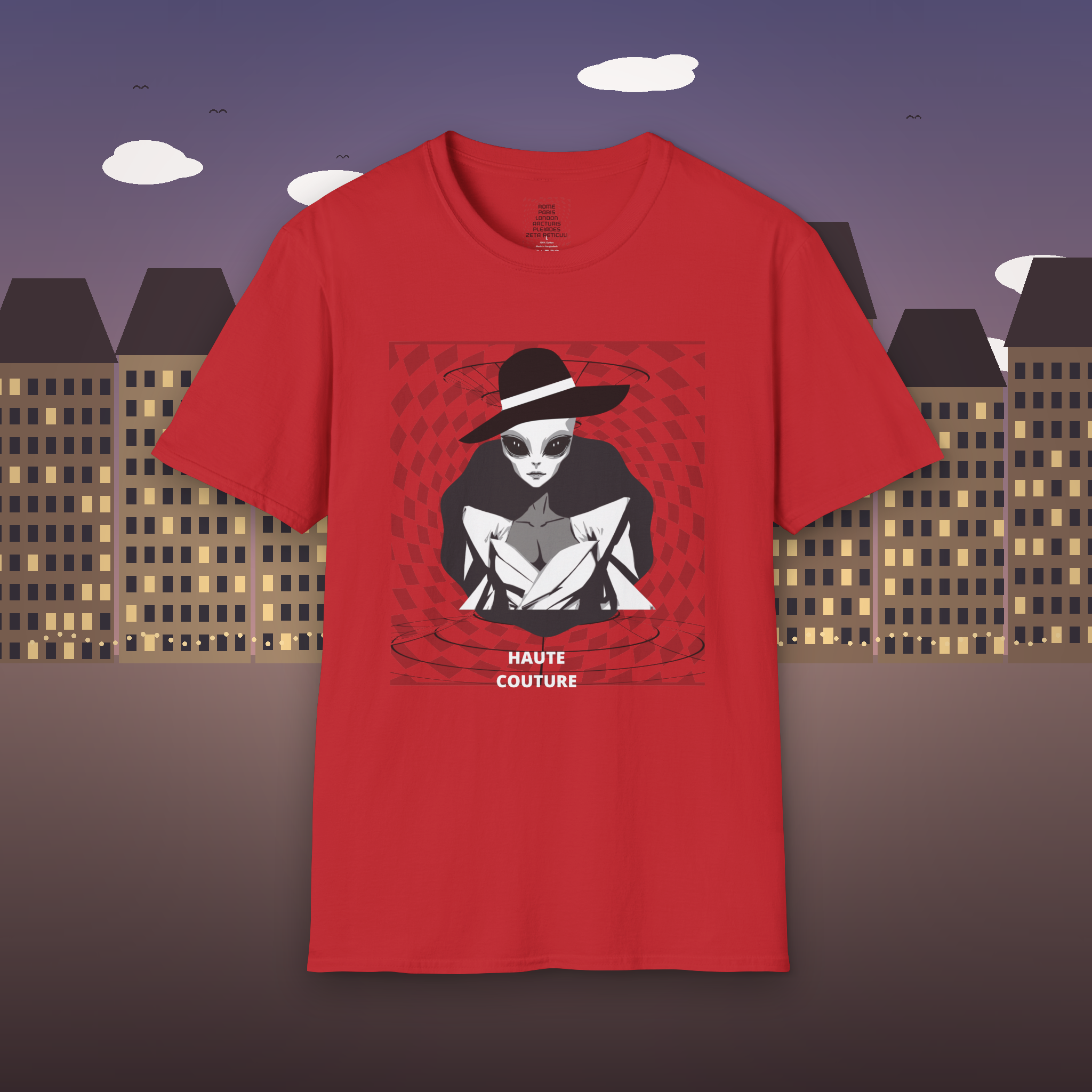 Alien Fashion Graphic Tee — "Haute Couture" Retro Chic