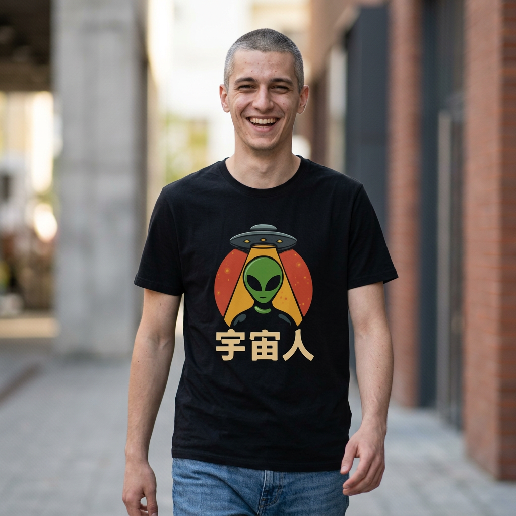 Alien UFO T-Shirt — Retro Japanese 宇宙人 Graphic Tee