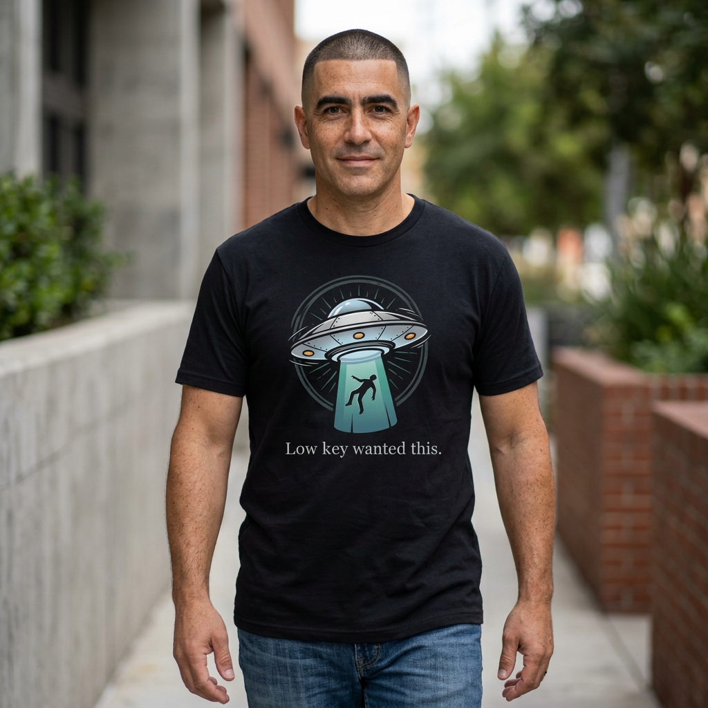 Alien Abduction T-Shirt — "Low Key Wanted This" UFO Graphic Tee