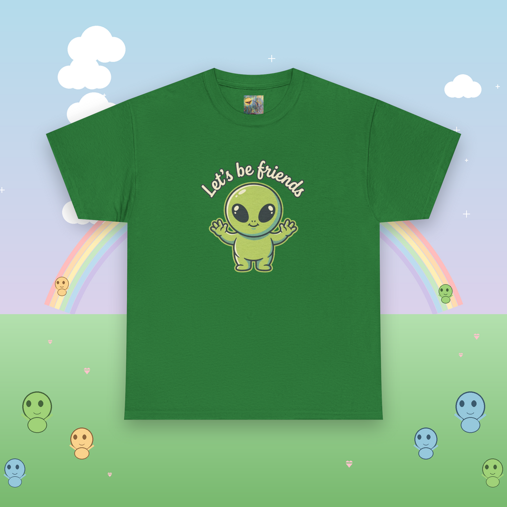 Let's Be Friends Alien T-Shirt — Cute Green Alien Graphic Tee