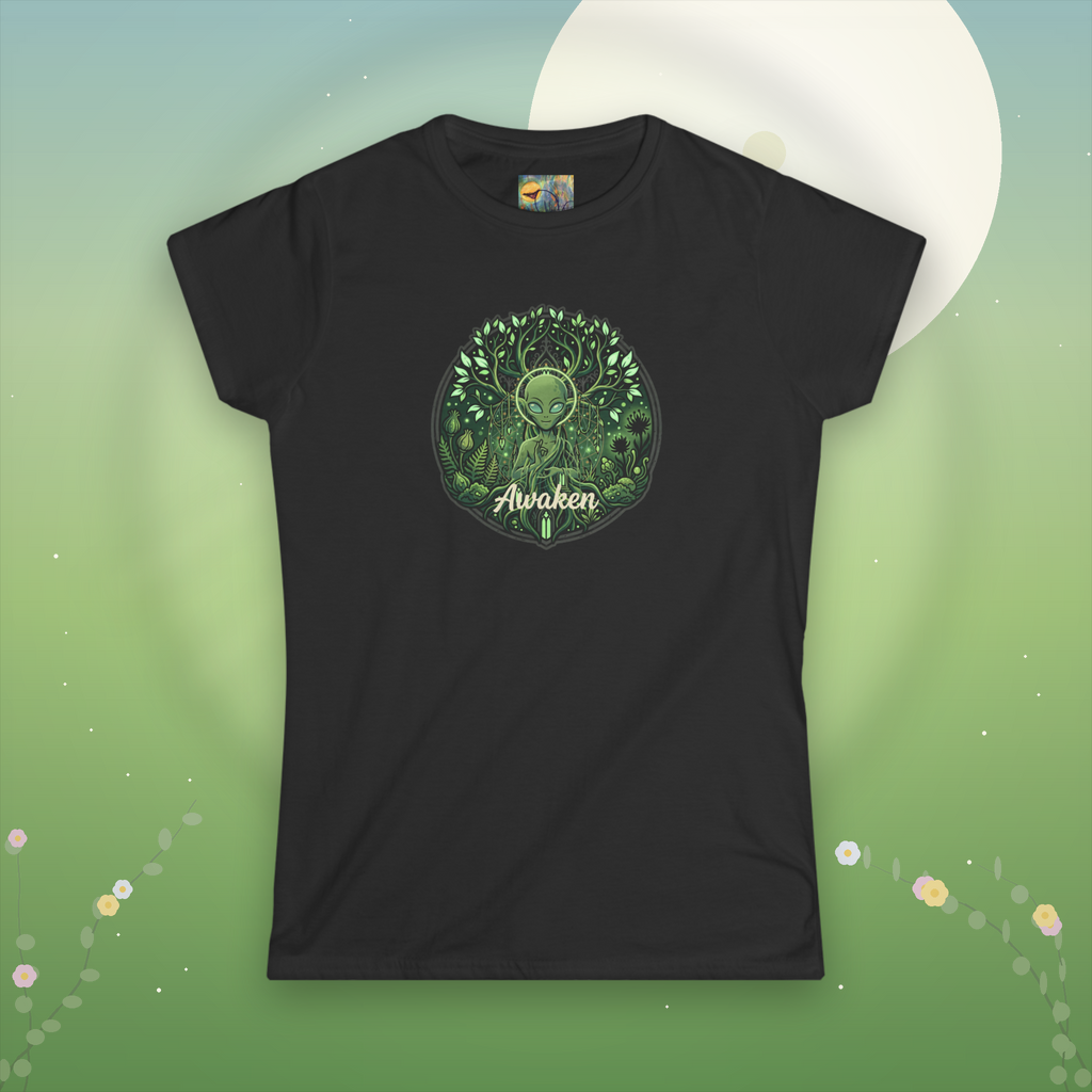 Awaken  Alien Forest Goddess Tee — Women's Nature Spiritual T‑Shirt