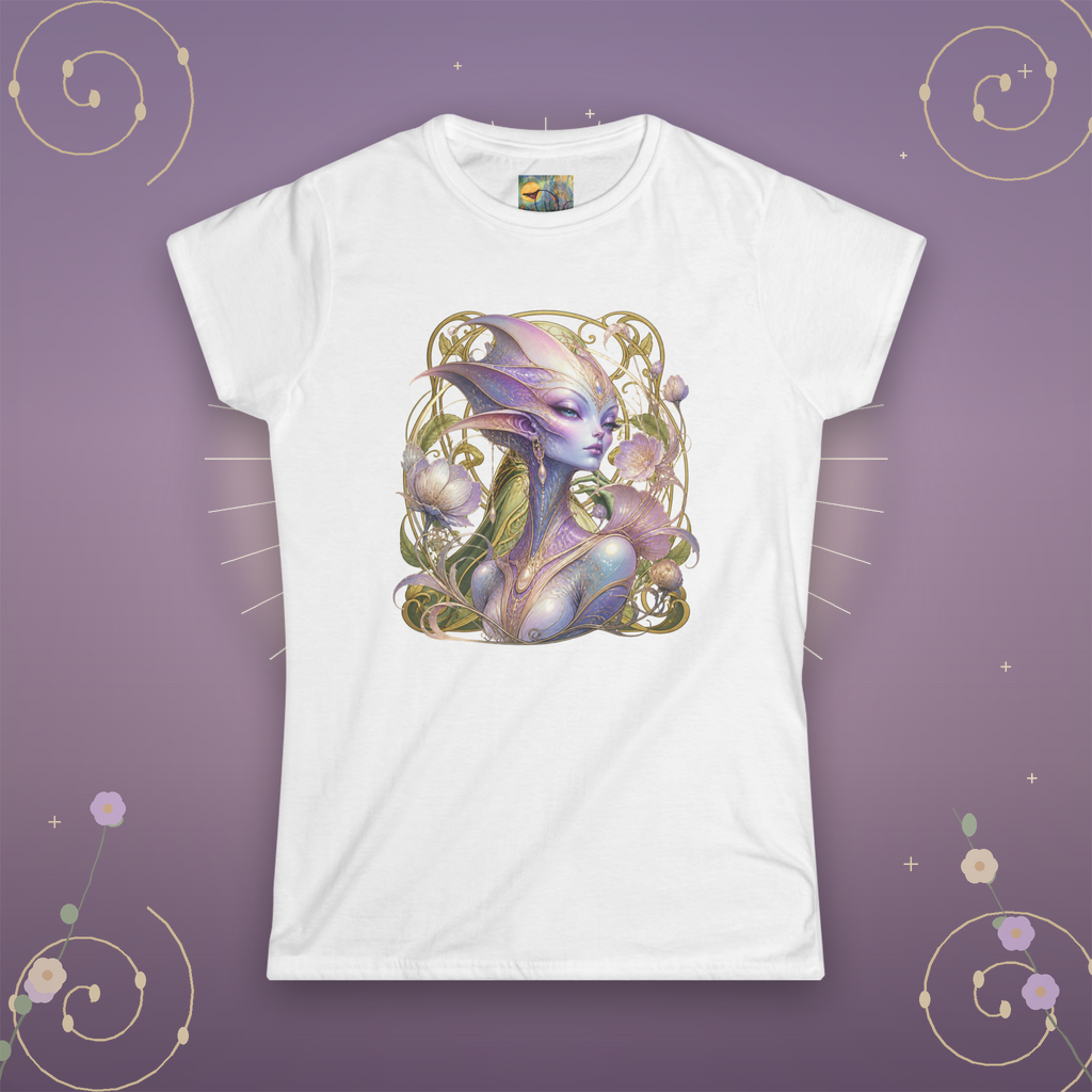 Alien Muse Women's Tee — Pastel Fantasy Portrait Art Shirt